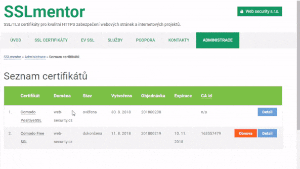 Control Panel - private key and CSR